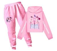 SZRXKJ Set di due pezzi per bambini unisex con motivo geometrico K-Pop Demon Hunter, Colore: rosa., 160