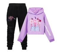 SZRXKJ Set di due pezzi per bambini unisex con motivo geometrico K-Pop Demon Hunter, Viola 2, 140