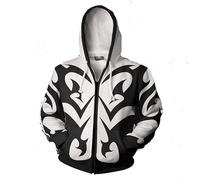 SZRXKJ Uomo/Donna Cappuccio Cerniera Colore Patchwork Kingdom Hearts Serie Bianco e Nero Stampato Floreale Cardigan Hoodies, bianco, M