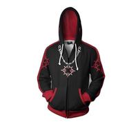 SZRXKJ Uomo/Donna Cappuccio Cerniera Colore Patchwork Kingdom Hearts Serie Nero Cardigan Hoodies, Nero , XL