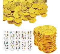 SZSMW 110 pezzi Monete Finte - Tesoro Pirata Monete D'Oro - Monete D'Oro Finte - Ottimo per Le Decorazioni dei Pirati per I Compleanni dei Bambini, Le Feste di Halloween, I Compleanni dei Bambini