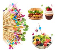 SZSMW 200 Pezzi Stuzzicadenti Decorativi - Stuzzicadenti Lunghi - Stecchini per Aperitivo, Varie Forme e Colori Adatti per Bar, Rave e Feste di Compleanno, Spiedini di Frutta