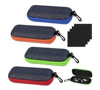 SZSMW 4 Custodia Occhiali Rigida - Custodia per Occhiali - Porta Occhiali da Collo - Può Ospitare Una Varietà di Occhiali,è Un per Familiari,Amici E Colleghi (Con Panno da 4 Bicchieri)