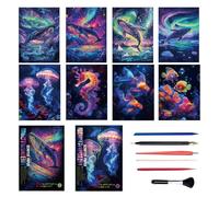 SZSMW 8 Pittura a graffio - Scratch Painting - Scratch Art Paper - Utilizzato per Graffiti, Disegno, Pittura E può Decorare La Tua Camera da Letto, Soggiorno, Sala da Pranzo, Ufficio