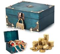 SZSMW Baule Legno - Scatola Con Lucchetto - Baule Vintage - Può Essere Utilizzato per Feste di Compleanno, Feste di Caccia Al Tesoro dei Pirati, Nonché Decorazioni per Finestre (15 * 12 * 7.2cm)