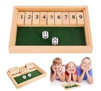 SZSMW Shut The Box - Gioco da Bar Pub - Gioco Di Dadi da Tavolo In Legno - Perfetto per Bambini di Tutte Le Età,Da Utilizzare per Feste,Riunioni di Famiglia,Feste,ecc,Viene Fornito Con Due Dadi