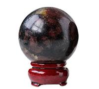 SZSXYBZ Sfera di granato in quarzo naturale con supporto, intagliata a mano, ornamento di cristallo curativo devozionale metafisico regalo per uomini e donne (50-55 mm)