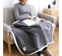 SZSXYBZ Tappeto coprigambe per ufficio e casa, spesso e caldo, coperta pigra, scialle, mantello per pisolini, coperta piccola (grigio)