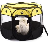 SZTVECFW Recinto Pieghevole 2 Ante per Animali Domestici, Box Portatile con Pannelli a Rete per Cane Cagnolino Cucciolo Coniglio Gatto Yorkie, per Uso Interno Esterno VI, Yellow, 90cm