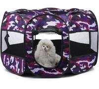SZTVECFW Recinto Pieghevole 2 Ante per Animali Domestici, Box Portatile con Pannelli a Rete per Cane Cagnolino Cucciolo Coniglio Gatto Yorkie, per Uso Interno Esterno VI, Purple Camo, 72cm