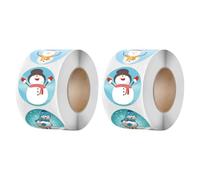 szvbofueck 1000 adesivi decorativi su rotolo, 2,5 cm, rotondi, con pupazzo di neve, campana, adesivi decorativi (bianco, taglia unica)