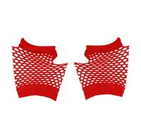 szvbofueck Catsuit da donna in nylon a rete corta con gallina, 80 guanti neri da donna con glitter (rosso, taglia unica)