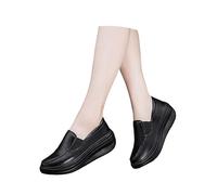 szvbofueck Comode scarpe da corsa da donna, scarpe larghe con zeppa, slip-on, punta rotonda, scarpe per il tempo libero, con plateau, in tessuto, leggere, antiscivolo, scarpe da ginnastica, Nero , 36