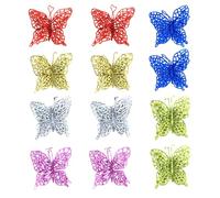 szvbofueck Ornamento a farfalla con clip Hollow Butterfly Xmas Decoration Artificial Hanging Butterfly Clip Decor for Christmas Tree Wedding Wreath Supply (mimetico, taglia unica)