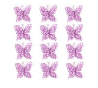 szvbofueck Ornamento a farfalla di Natale con clip Hollow Butterfly Xmas Decoration Artificial Hanging Butterfly Clip Decor for Christmas Tree Wedding Wreath Supply Piante (viola, taglia unica)