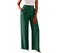 szvbofueck Pantaloni da donna a vita alta, pantaloni da palazzo, con tasche, eleganti, per il tempo libero, a vita media, da donna, taglie forti, vestibilità normale, per lo sport, il lavoro, verde