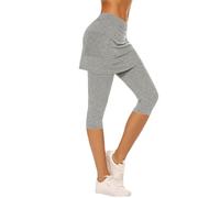 szvbofueck Pantaloni da tennis da donna a 3/4, a vita alta, vestibilità stretta, leggings, tinta unita, elasticizzati, traspiranti, comodi, per attività all'aria aperta, elasticizzati, in vita