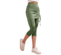 szvbofueck Pantaloni da yoga da donna, a 3/4, a vita alta, vestibilità stretta, 2 in 1, in tinta unita, elasticizzati, leggeri, traspiranti, per attività all'aperto, vita elasticizzata, per yoga