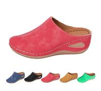 szvbofueck Pantofole da donna chiuse, ortopediche, estive, traspiranti, con plateau, eleganti, leggere, per il tempo libero, Colore: rosso, 42 EU