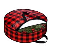szvbofueck Reath Storage Bag 24 Garland Holiday Container with Plaid Christmas Storage Box with Duty Handle and Clear Window for Xmas Sotto-letto Conservazione vestiti (rosso, A)