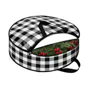 szvbofueck Reath Storage Bag 24 Garland Holiday Container with Plaid Christmas Storage Box with Duty Handle and Clear Window for Xmas sotto il letto Conservazione vestiti (A, A)