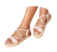 szvbofueck Sandali da donna in paglia, sandali piatti per alluce valgo, leggeri, estivi, morbidi, bohémien, comodi, stile retrò, per il tempo libero, giallo chiaro, 36 EU