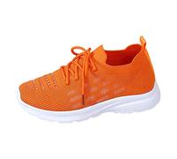 szvbofueck Scarpe da ginnastica da donna, estive, in rete, traspiranti, leggere, in tinta unita, piatti, antiscivolo, comode, da corsa, per allenamento, jogging, con lacci, 36-41 EU, Colore: arancione