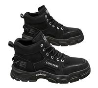 szvbofueck Scarpe da lavoro da uomo, scarpe da ginnastica estive, con suola spessa, tinta unita, ammortizzate, comode, per attività all'aperto, corsa, allenamento, con lacci, 39 - 41,5 EU, Nero , 41.5
