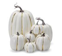 szvbofueck Zucche artificiali, 7 pezzi, zucche bianche, zucche diverse, grandi zucche artificiali, per il giorno del Ringraziamento, Halloween, decorazione stagionale per eventi (A, taglia unica)