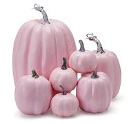 szvbofueck Zucche artificiali, 7 pezzi, zucche bianche, zucche diverse, grandi zucche artificiali per il giorno del Ringraziamento, Halloween, decorazione stagionale per eventi (rosa, taglia unica)
