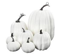 szvbofueck Zucche artificiali, 7 pezzi, zucche bianche, zucche diverse, grandi zucche artificiali, per il giorno del Ringraziamento, Halloween, decorazione stagionale per eventi (bianco, taglia unica)