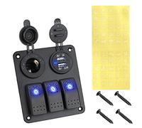 Szwaldaper 2 3 Gang 12~24V Voltmetro digitale Doppia porta USB Presa Combinazione Circuito Controllo, for Pannello interruttori auto nave interna Pannello interruttori marini(3 gang B Type)