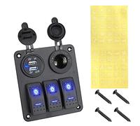 Szwaldaper 2 3 Gang 12~24V Voltmetro digitale Doppia porta USB Presa Combinazione Circuito Controllo, for Pannello interruttori auto nave interna Pannello interruttori marini(3 gang A Type)