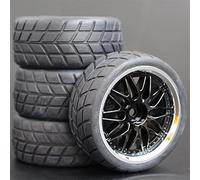 Szwaldaper 4 Pezzi 1/10 Pneumatici in Gomma RC Auto da Corsa Pneumatici su Cerchioni da Strada, for HSP, for HPI, RC Auto Parte Diametro 65mm Pneumatici 94123-94122 Pneumatici per Auto RC(1010-6083)