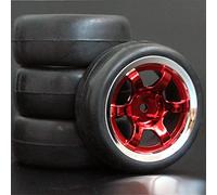Szwaldaper 4 Pezzi 1/10 Pneumatici in Gomma RC Auto da Corsa Pneumatici su Cerchioni da Strada, for HSP, for HPI, RC Auto Parte Diametro 65mm Pneumatici 94123-94122 Pneumatici per Auto RC(1003-6018)