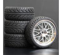 Szwaldaper 4 Pezzi 1/10 Pneumatici in Gomma RC Auto da Corsa Pneumatici su Cerchioni da Strada, for HSP, for HPI, RC Auto Parte Diametro 65mm Pneumatici 94123-94122 Pneumatici per Auto RC(1008-8002)