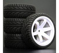 Szwaldaper 4 Pezzi 1/10 Pneumatici in Gomma RC Auto da Corsa Pneumatici su Cerchioni da Strada, for HSP, for HPI, RC Auto Parte Diametro 65mm Pneumatici 94123-94122 Pneumatici per Auto RC(702-8002)
