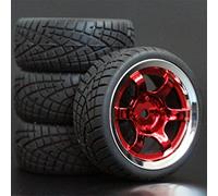 Szwaldaper 4 Pezzi 1/10 Pneumatici in Gomma RC Auto da Corsa Pneumatici su Cerchioni da Strada, for HSP, for HPI, RC Auto Parte Diametro 65mm Pneumatici 94123-94122 Pneumatici per Auto RC(1003-8001)