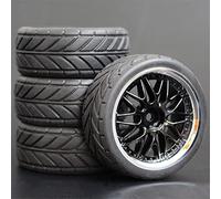 Szwaldaper 4 Pezzi 1/10 Pneumatici in Gomma RC Auto da Corsa Pneumatici su Cerchioni da Strada, for HSP, for HPI, RC Auto Parte Diametro 65mm Pneumatici 94123-94122 Pneumatici per Auto RC(1010-6086)