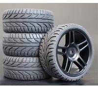 Szwaldaper 4 Pezzi 1/10 Pneumatici in Gomma RC Auto da Corsa su Cerchioni Strada, for HSP, for HPI, Parte Diametro 65mm 94123-94122 Pneumatici per Auto RC(905B-8002)