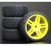 Szwaldaper 4 Pezzi 1/10 Pneumatici in Gomma RC Auto da Corsa su Cerchioni Strada, for HSP, for HPI, Parte Diametro 65mm 94123-94122 Pneumatici per Auto RC(901Y-8003)