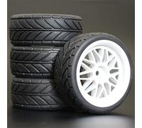 Szwaldaper 4 Pezzi 1/10 Pneumatici in Gomma RC Auto da Corsa su Cerchioni Strada, for HSP, for HPI, Parte Diametro 65mm 94123-94122 Pneumatici per Auto RC(1012-6086)