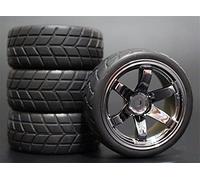 Szwaldaper 4 Pezzi 1/10 RC Pneumatico da Turismo in Gomma Morbida Cerchione Pneumatici per Auto RC(710-6083)