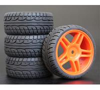 Szwaldaper 4 Pezzi 1/10 RC Pneumatico da Turismo in Gomma Morbida Cerchione Pneumatici per Auto RC(905R-8003)