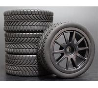 Szwaldaper 4 Pezzi 1/10 RC Pneumatico da Turismo in Gomma Morbida Cerchione Pneumatici per Auto RC(910B-6085)