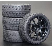 Szwaldaper 4 Pezzi 26mm gomme RC Cerchi Ruote esagonali 12 1:10, for HSP, for HPI, Sprint 2 Drift RS4 On Road 4WD Pneumatici per Auto RC(9060-6017)