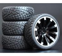 Szwaldaper 4 Pezzi 26mm gomme RC Cerchi Ruote esagonali 12 1:10, for HSP, for HPI, Sprint 2 Drift RS4 On Road 4WD Pneumatici per Auto RC(601b-8001)