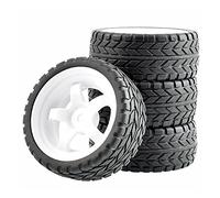 Szwaldaper 4 Pezzi Pneumatici in Gomma ABS Ruota, for HSP, for HPI, 1:10 On-Road Car Racing RC 6030-6017 Set di Pneumatici da trazione per Auto RC(White Wheel)