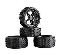 Szwaldaper 4 Pezzi Pneumatici in Gomma ABS WheeI 2 Anteriori Posteriori, for HSP, 1:10 Buggy RC 66010-66030 Set di Ruote da Corsa RC(Schwarz)