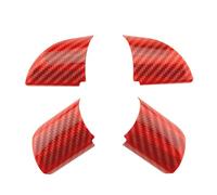 Szwaldaper 4 pezzi set adesivo copertura rivestimento volante interno auto in fibra di carbonio, for Ford, for Focus MK2 2005-2011, accessori decorativi Adesivo per volante(Carbon red)